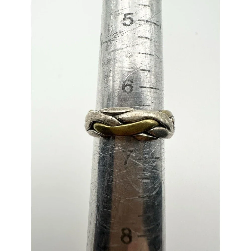 Mexico 925 Sterling Silver Brass Braided Ring Band Size 6.5